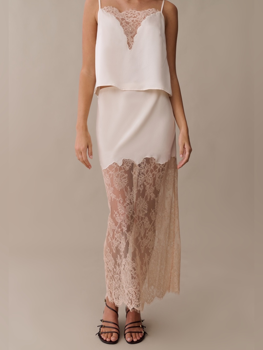 NWT Few Moda Saoirse Skirt size Medium M Lace Cream pink o.p.t